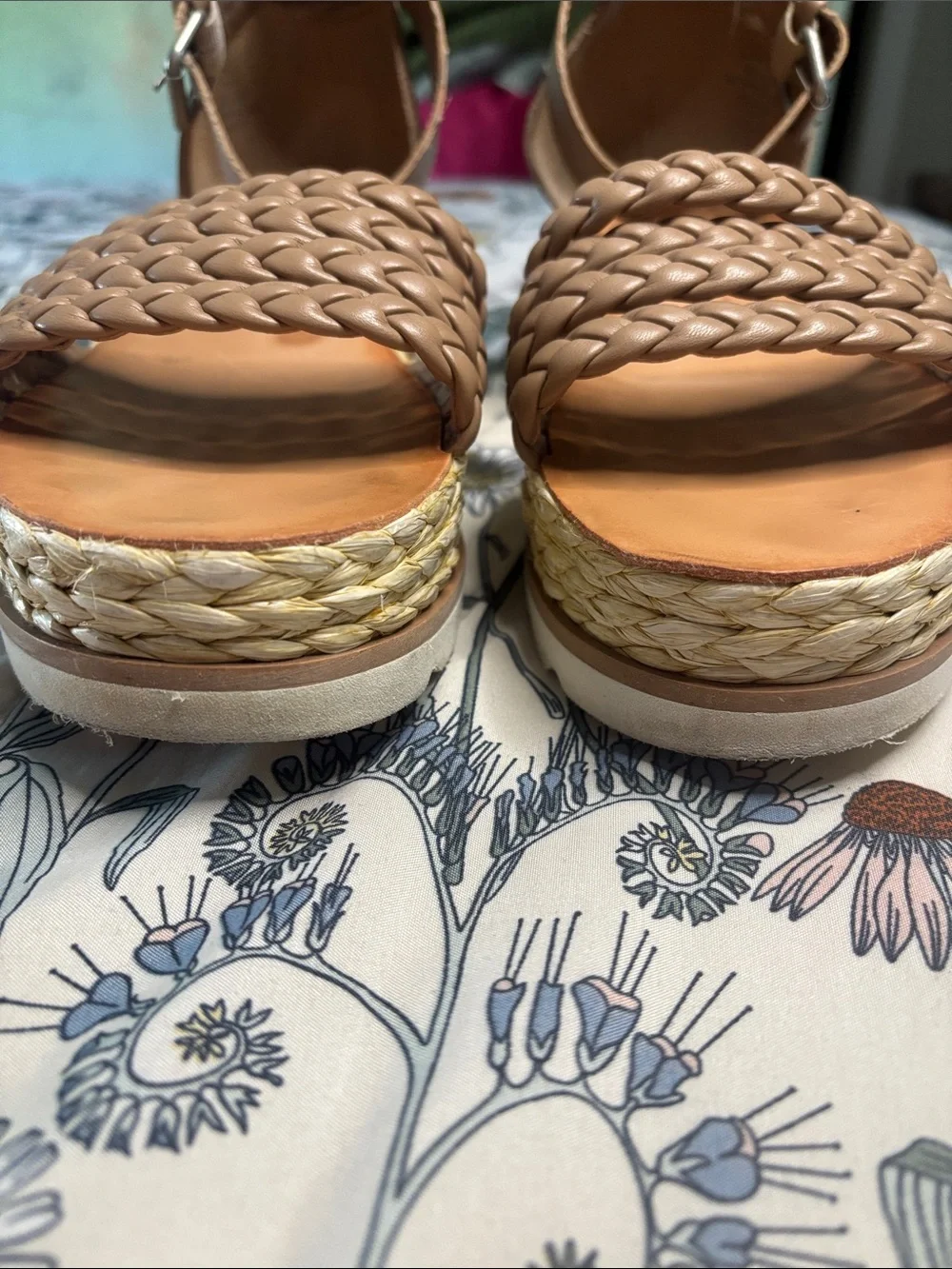 Dolce vita Braided Platform Espadrille Sandals Nude Ankle Strap Women’s size 9 W